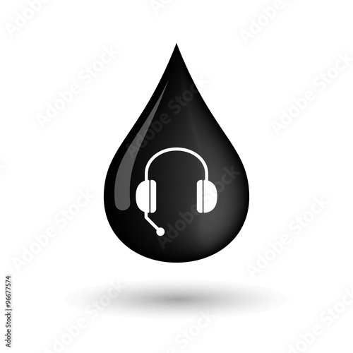 Vector oil drop icon with  a hands free phone device