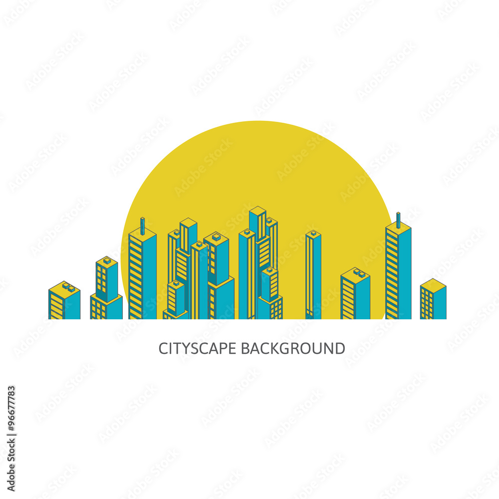 Obraz premium Cityscape Background Architecture Isometric Style