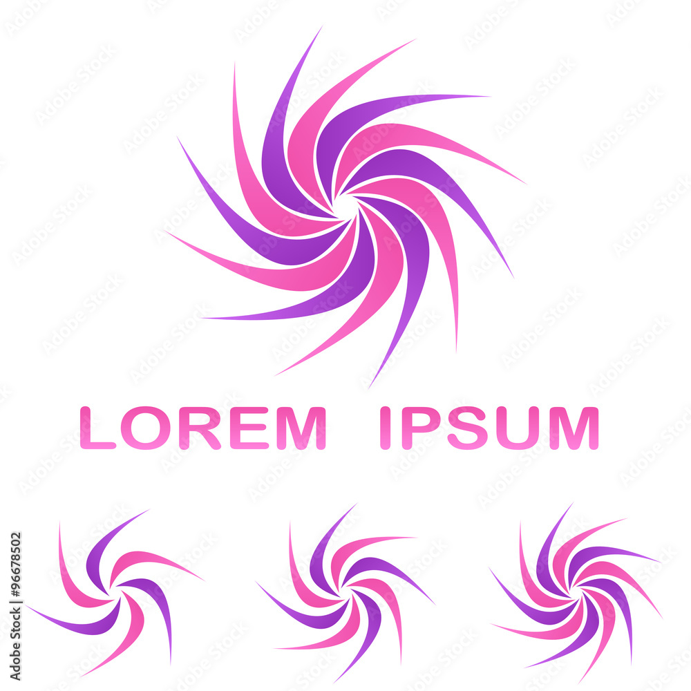 Pink purple curved marketing design set