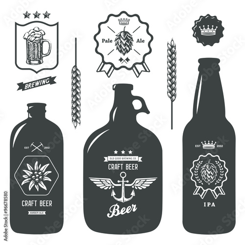 vintage craft beer bottles brewery label sign set