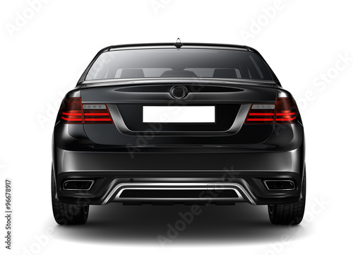 Rear view of black car