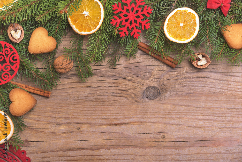 Christmas frame with dry oranges. Christmas frame with dry oranges.