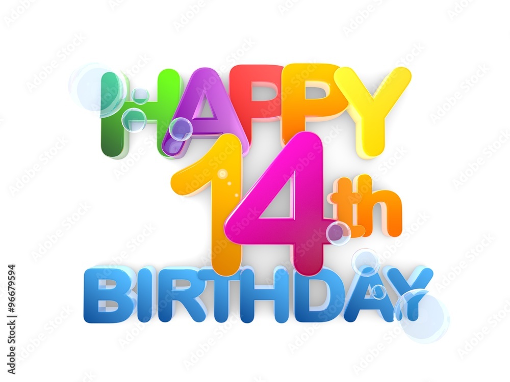 Obraz premium Happy 14th Birthday Title, light