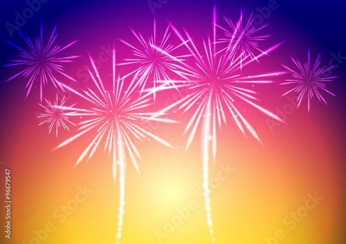 Bright vector fireworks background