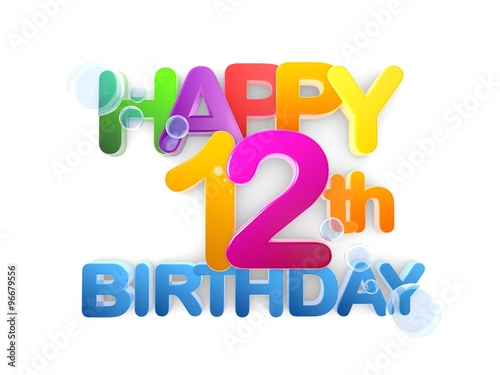 Canvas Print Happy 12th Birthday Title