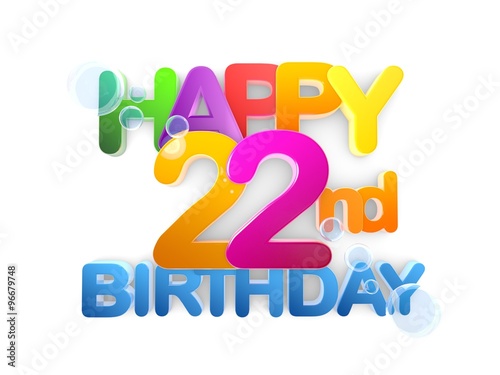 Canvas Print Happy 22nd Birthday Title, light