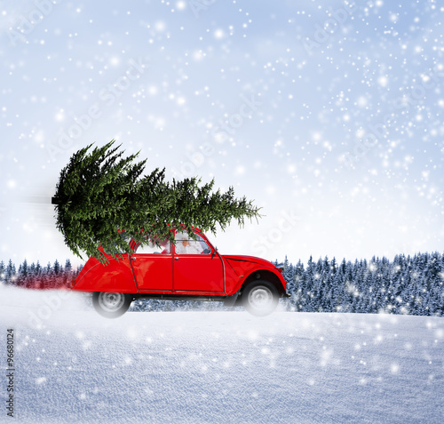 Weihnachtsflitzer mit Tannenbaum