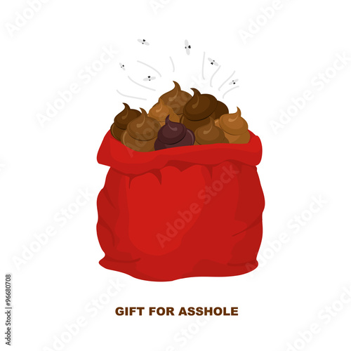 Christmas Gifts for bad people. Santa Claus with bag of shit. Gi