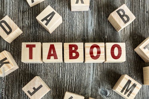 Wooden Blocks with the text: Taboo