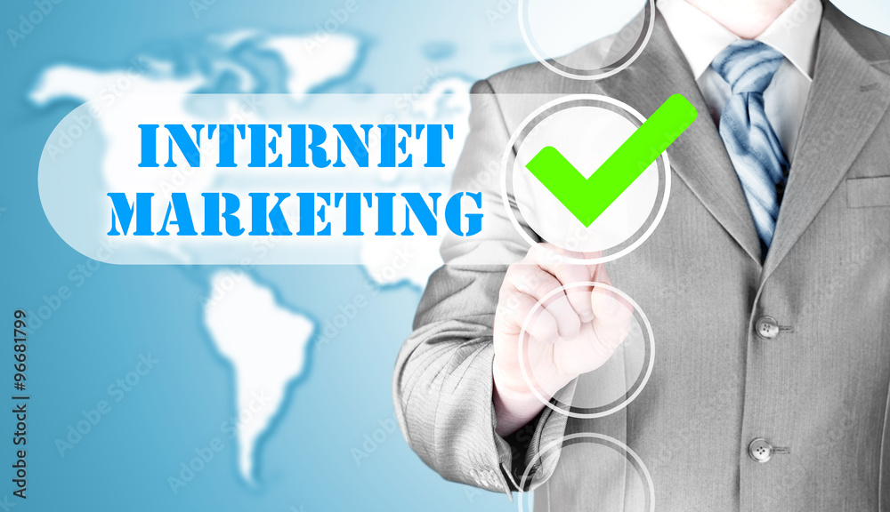business man pressing checkbox internet marketing business man pressing checkbox internet marketing