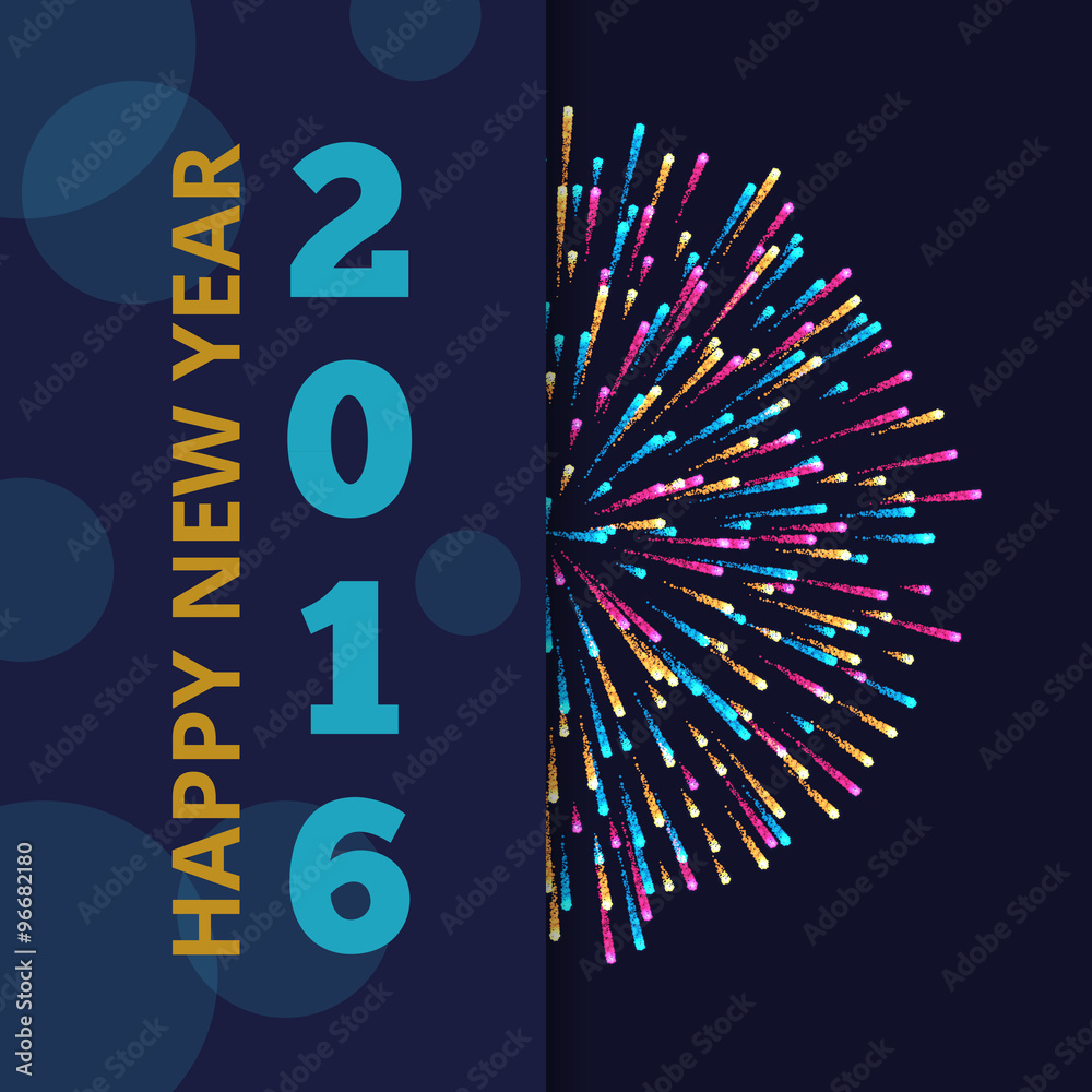 New Year 2016 vector abstract background with fireworks