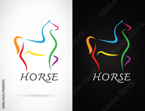 Vector image of an horse design on white background and black ba