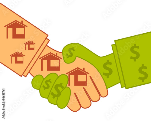 Buying real estate. Good deal. Business concept. Vector illustration