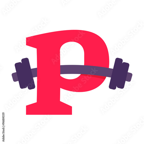 P letter with barbell.