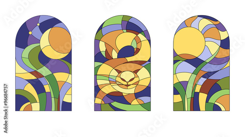 Foto Stained-glass  pattern with cat