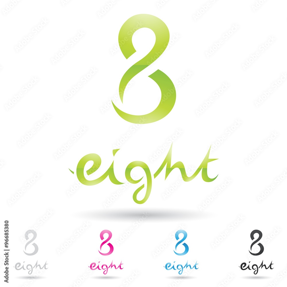 Obraz premium colorful and abstract icons for number 8, set 7