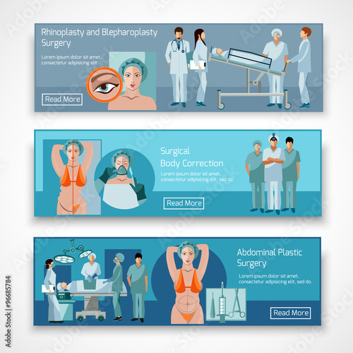 Plastic surgery concept 4 flat icons square 
