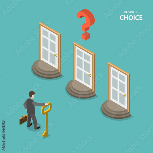Business choice isometric flat vector concept.