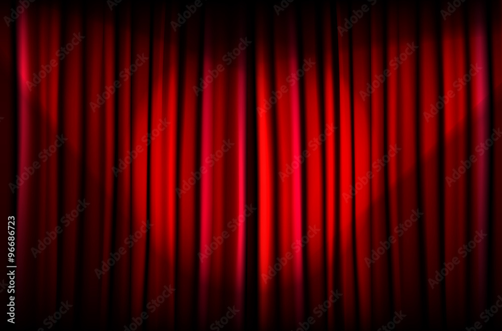 Red curtain with beams of light Red curtain with beams of light