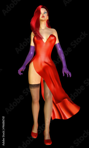 Digitale 3D Illustration einer glamourösen Frau