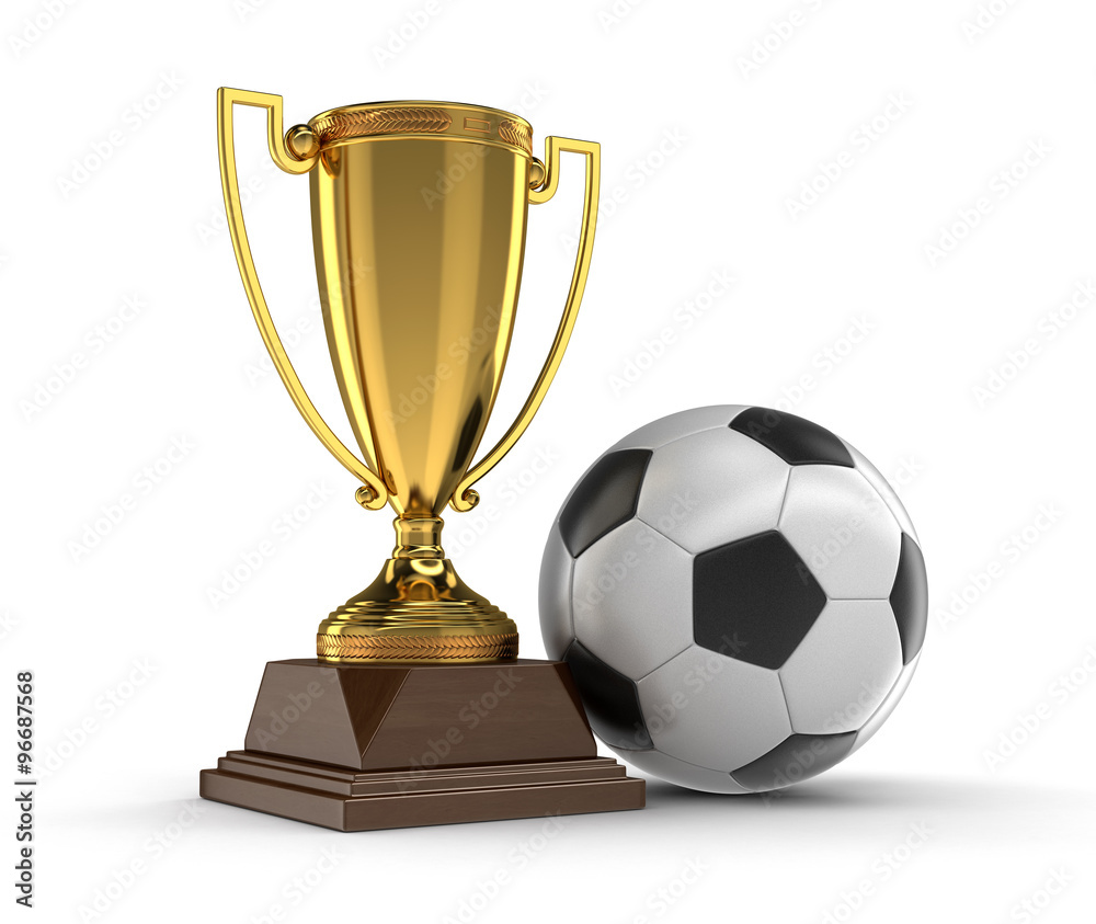 Trophy Cup and Soccer football (clipping path included) Trophy Cup and Soccer football (clipping path included)