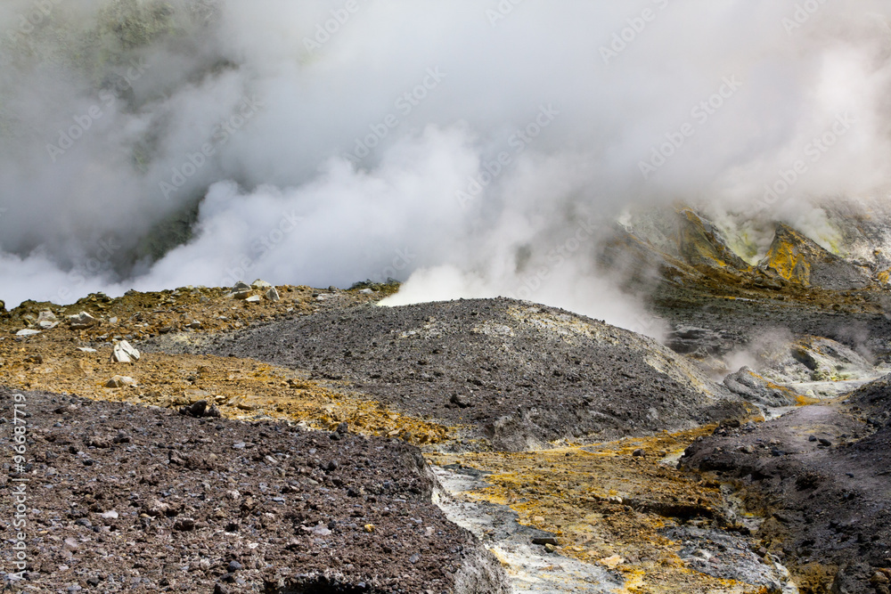 Volcanic Desert, Smoking Earth - Whakarri or White Island in the Bay of Plenty, New Zealand.
