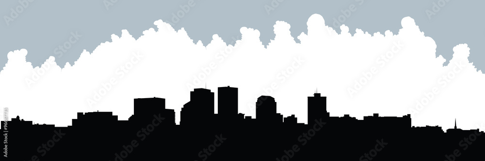 Skyline silhouette of the city of Dayton, Ohio, USA.