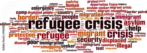 Refugee crisis word cloud concept. Vector illustration
