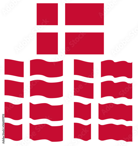 Flat and Waving Flag of Denmark