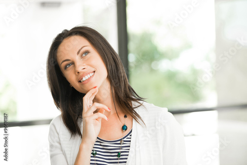 Smiling brunette woman