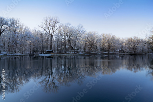Snowy Winter Lake Reflections