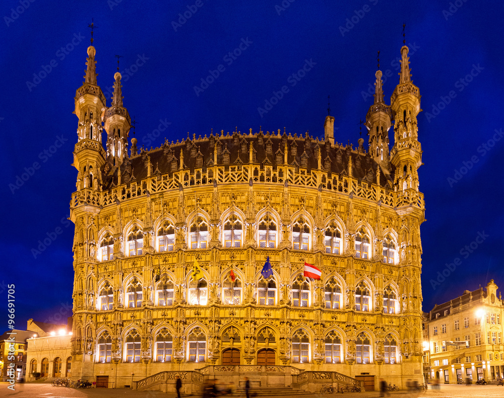 Leuven city hall at the blue hour in Belgium