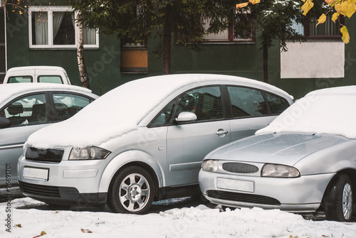 Cars in the parking lot, covered with snow © AlemTMA