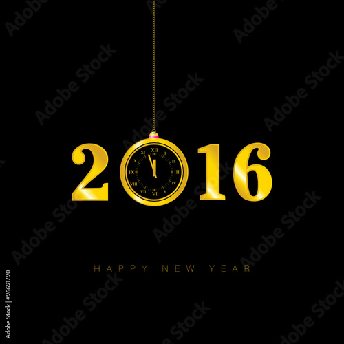 happy new year clock 2016 vector