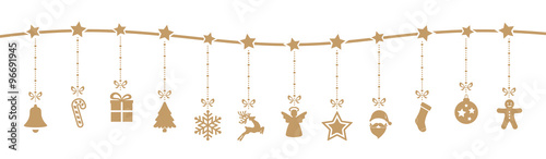 christmas decoration elements hanging isolated background