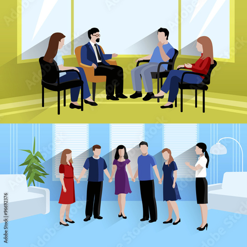  Relationship counseling 2 flat banners composition
