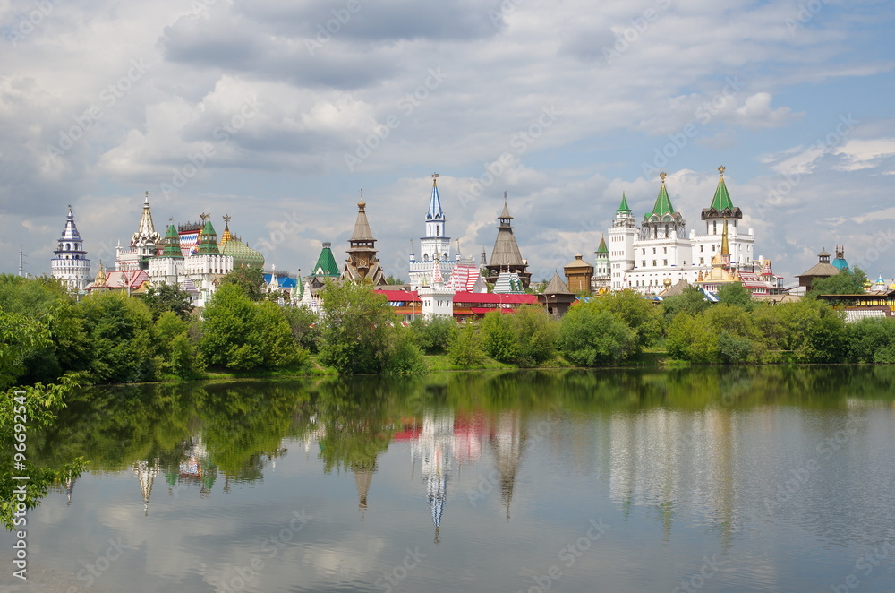 Moscow, Russia. Izmailovo Kremlin from the side of the pond