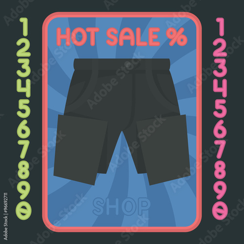 Pants flat design icon. Vector hot sale label.