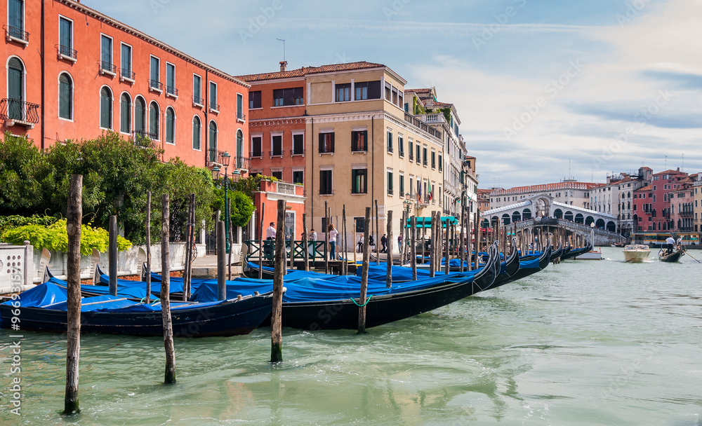 The Grand Canal and Rialto bridge in Venice, Italy