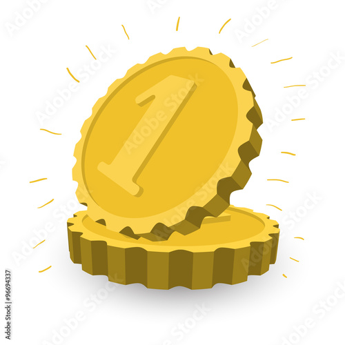 Two golden coins cartoon illustration