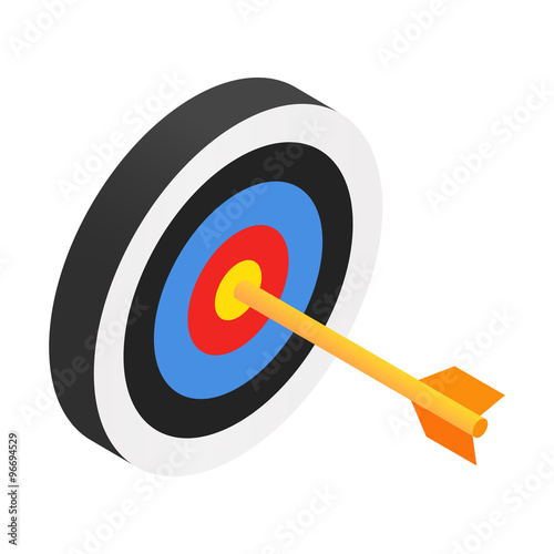 Arrow in target isometric 3d icon