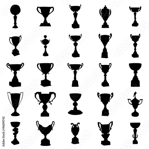 Sports trophies silhouettes set