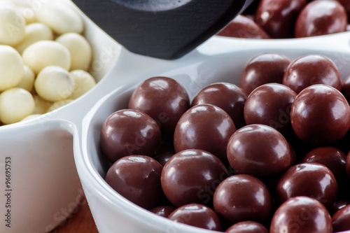 Chocolate dragee close up