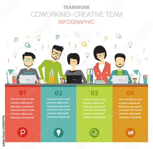 coworking, creative team infographic concept