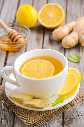 Chamomile tea with lemon, ginger and honey