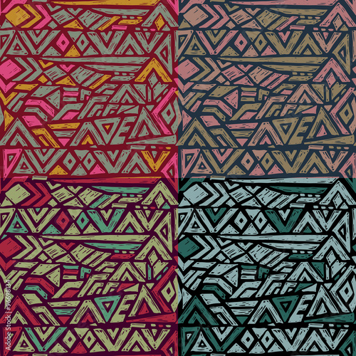 Vector hand drawn ethnic seamless patterns