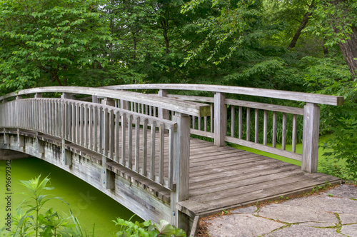 Wood Bridge Over Pond