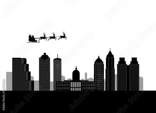 santa flying city by the city of atlanta
