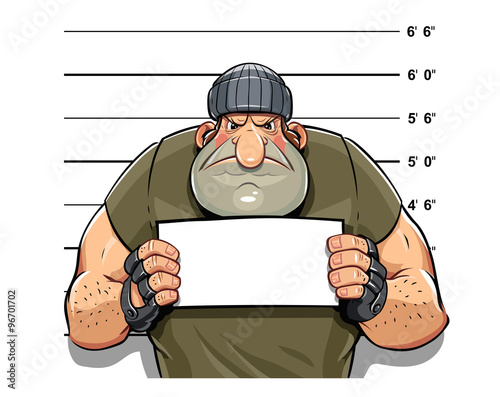Angry criminal man. Eps10 vector illustration. Isolated on