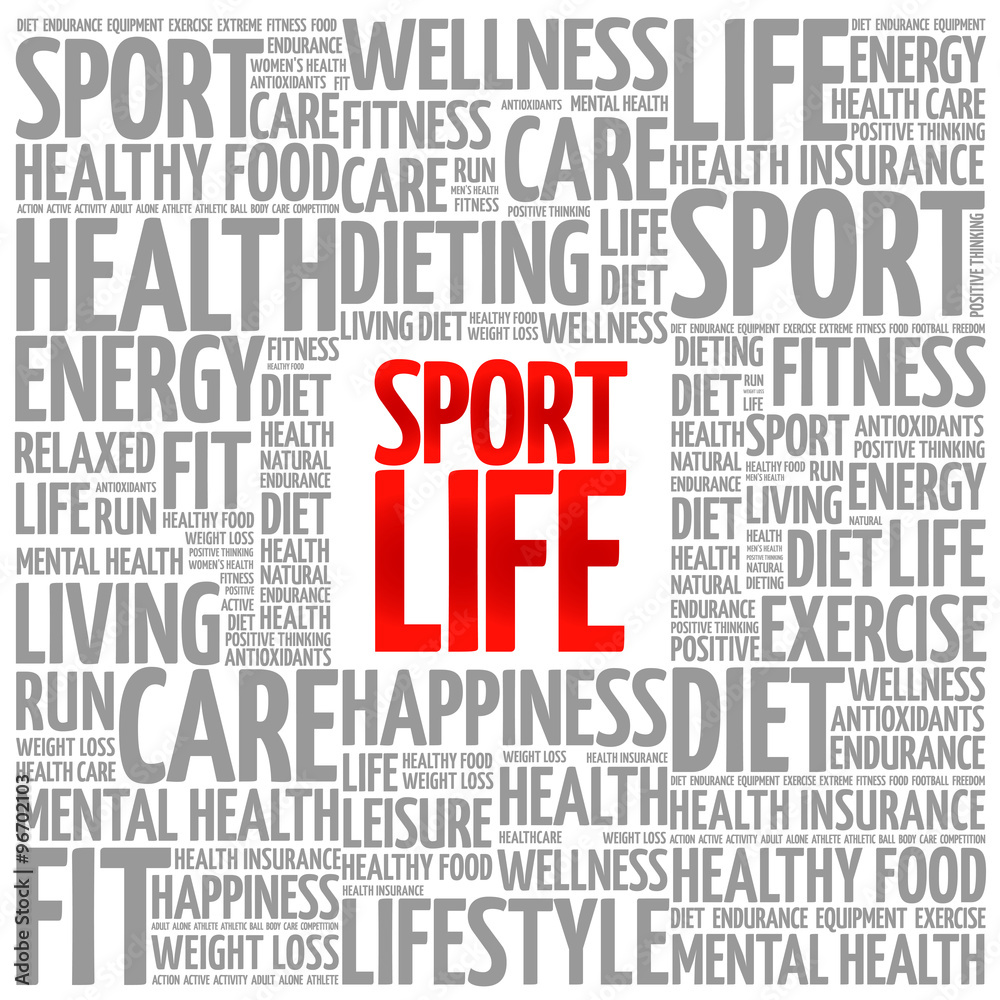 Obraz premium Sport Life word cloud background, health concept
